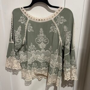 Democracy Olive Lace Blouse